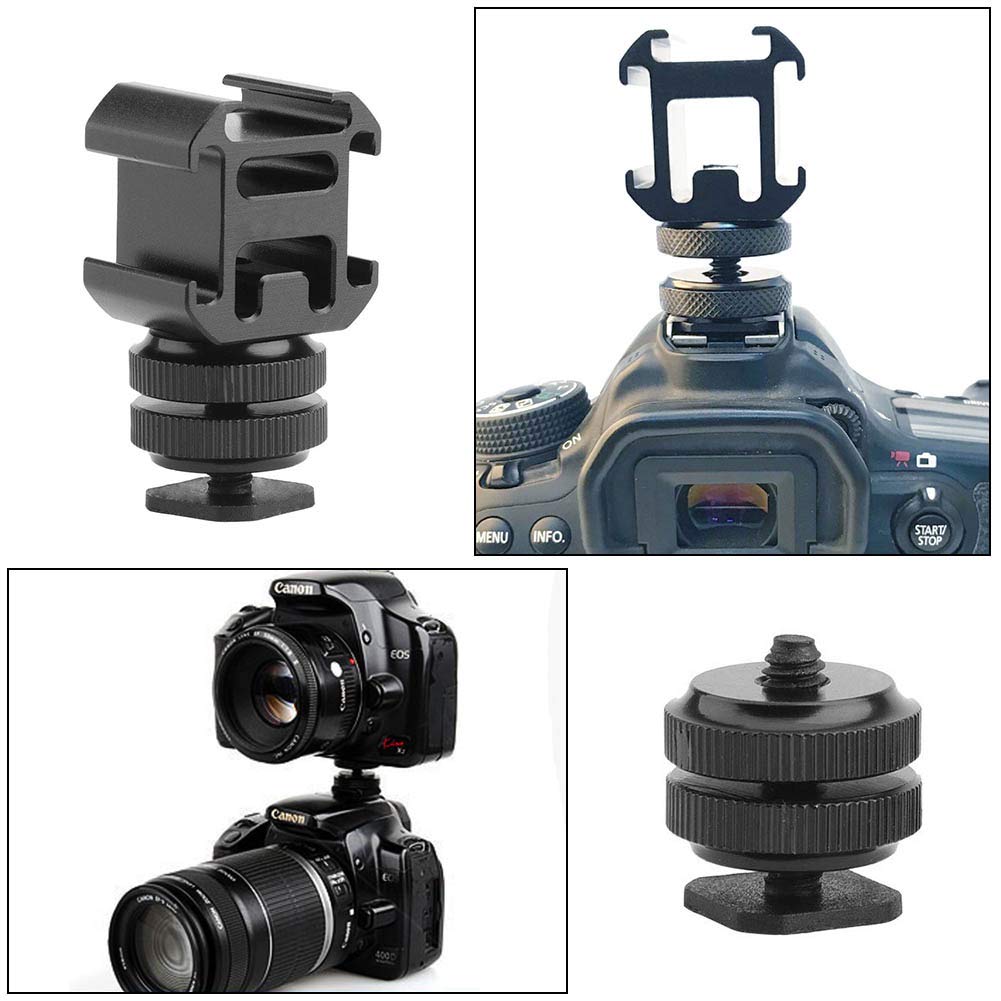 Adaptateur Griffe Caméra Triple Hot Shoe - Pack 6 Pièces Avec Écrous Pour Appareil Photo, Moniteurs, Microphones Et Enregistreurs Vidéo