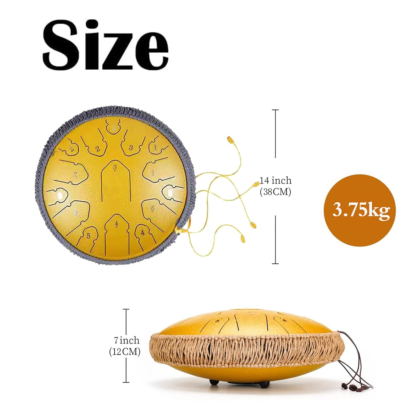 14 Calowy 15 Tonowy Stalowy BęBen JęZykowy Dla DorosłYch Dzieci Instrument Perkusyjny Rain Drum Handpan(Navy Blue)