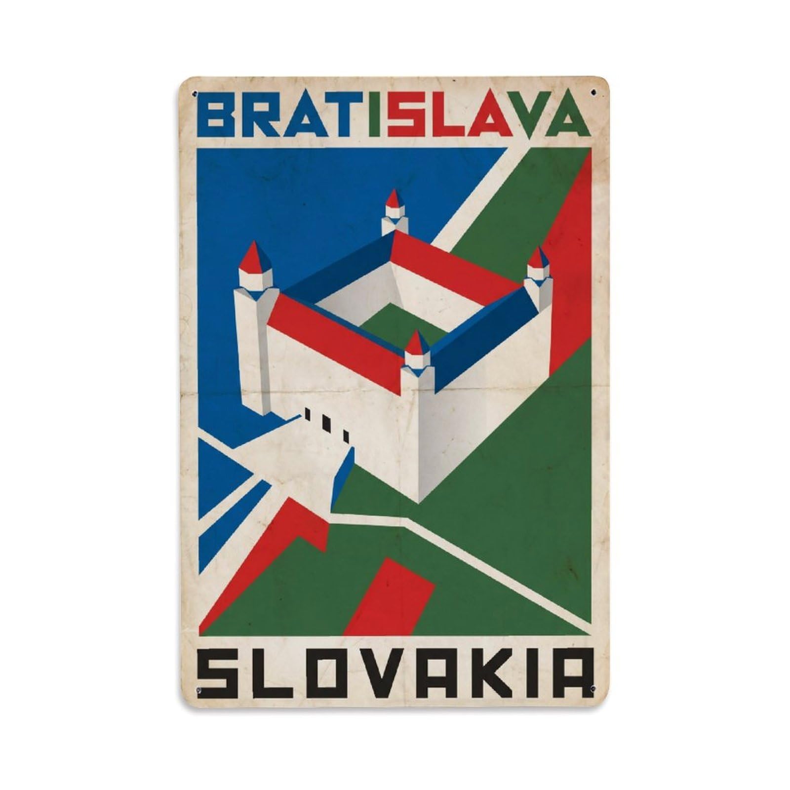 Vintage Travel Slovakia Bratislava Metal Tin Sign