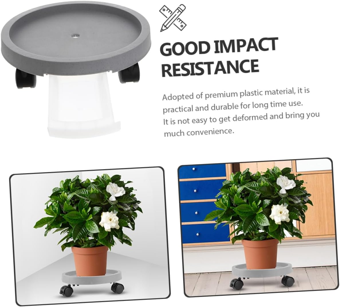 Ergonomic Mobile Flower Pot Holder with Water Tray 34cm Diameter 8cm Height Plant Pot Bases Gardening Tools