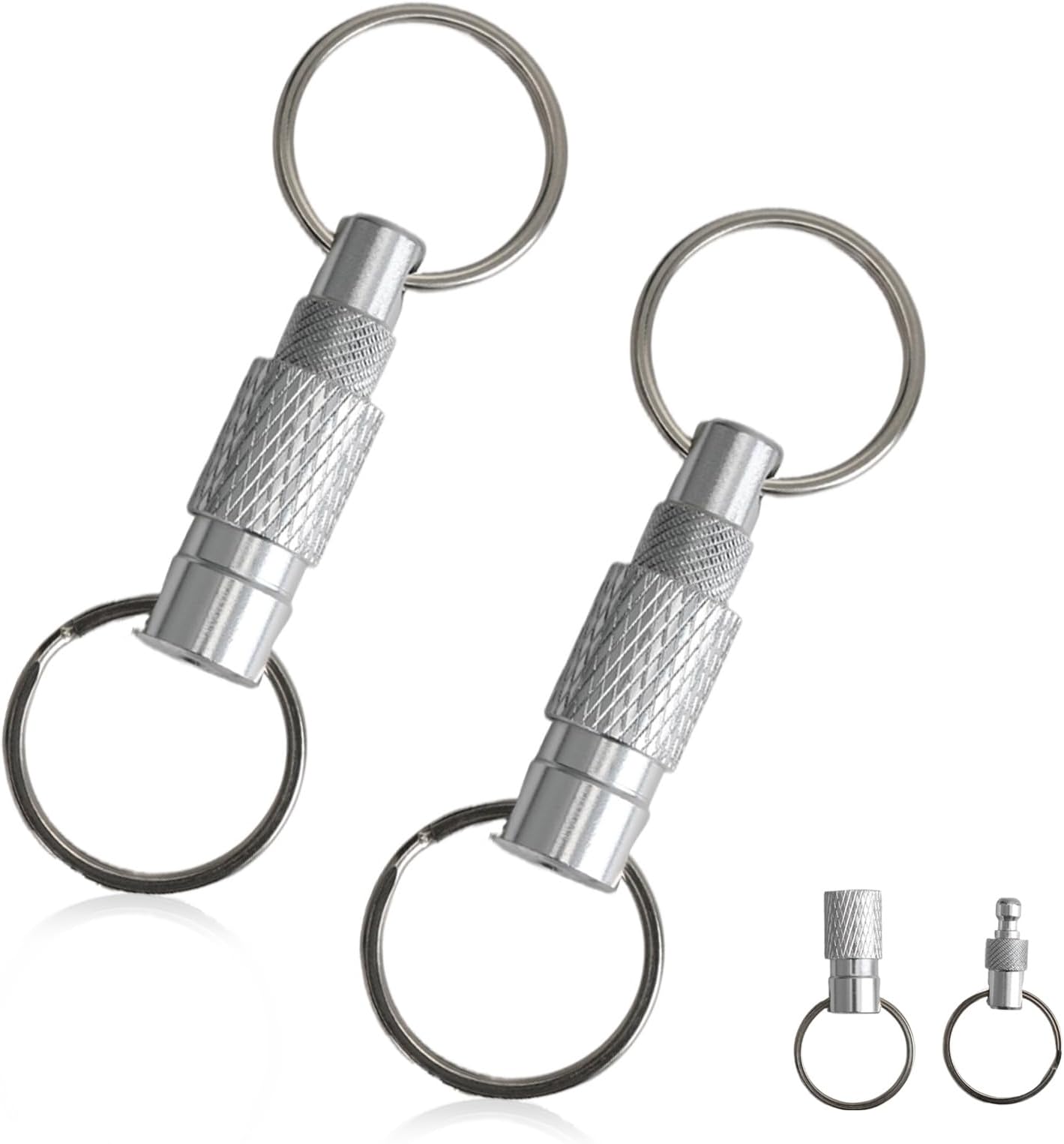 SMCEHEYATitanium Alloy Quick Release Keyring 2Pcs Detachable Pull Apart Key Rings with 2 Split Rings Heavy Duty Car Key Holder Clip for Men's and women's Bag Purse Belt