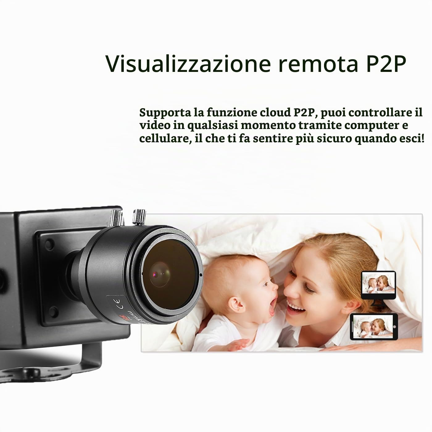 Mini Telecamera IP POE da 5MP (2880x1616P), Zoom Manuale 2,8-12 mm Obiettivo,Telecamera di Sorveglianza Interna P2P H.265 CCTV Video POE Camera Rilevamento del movimento (I712-P-HS)