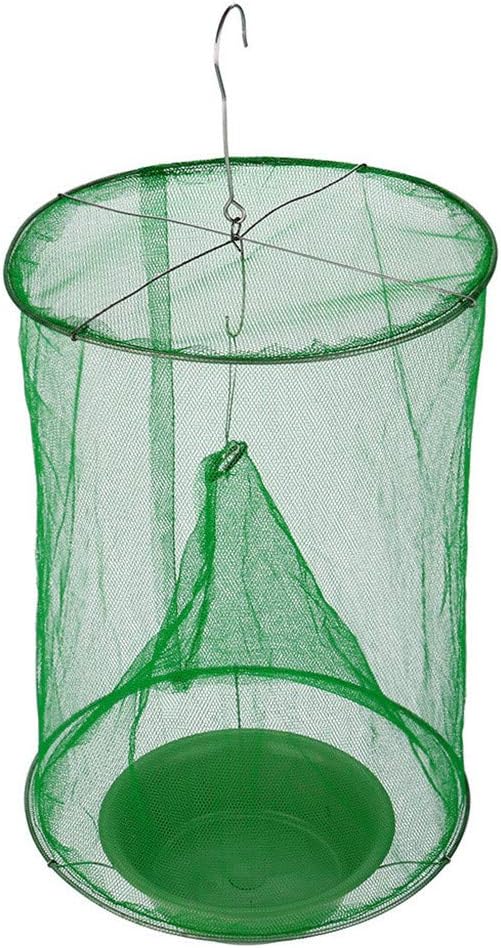 HFDFJFVC Upgrade Insect Trap Net,Outdoor Gardening Hanging Folding Reusable Fly Insect Trap Net Catcher Killer Cage with Bait Storage Pot Green (10pc)