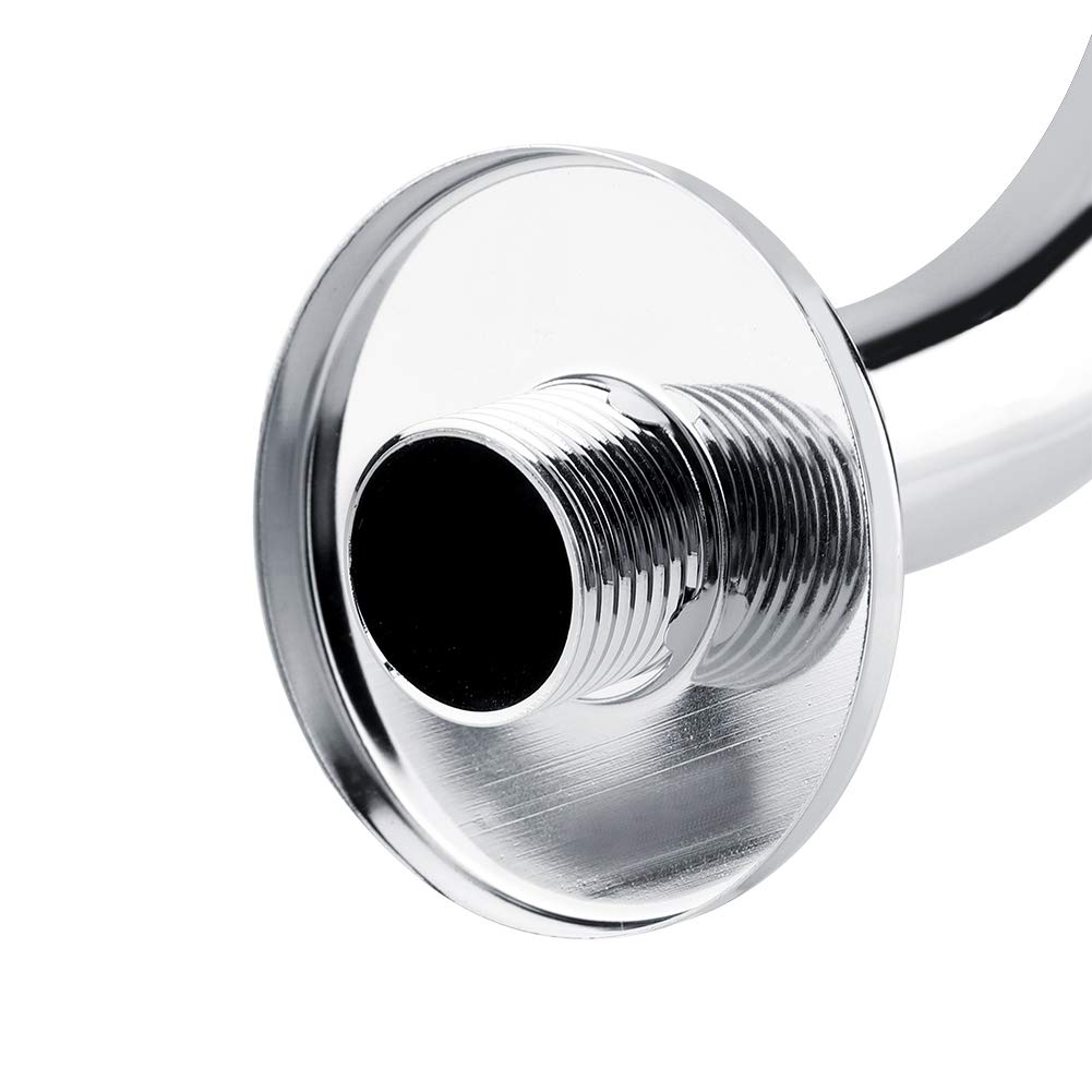 Oumefar Brazo de Ducha con Cuello de Cisne Curvado en S, Brazo de Ducha Duradero de 8 Pulgadas 201 de Acero Inoxidable para Cabezales de Ducha fijos, Accesorio de baño