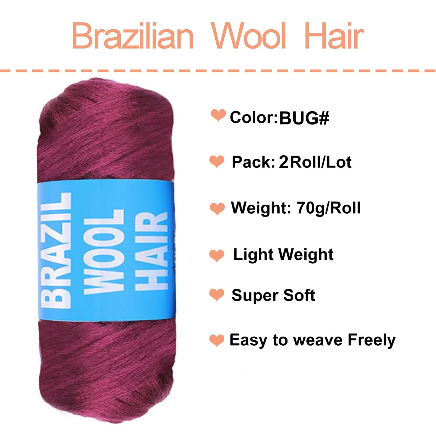 Mscat Brazilian Wool Hair Yarn for Crochet Braiding, Twist, Warps, Senegalese Twisting, Jumbo Braids, Faux Locs, Box Braids - Image 2