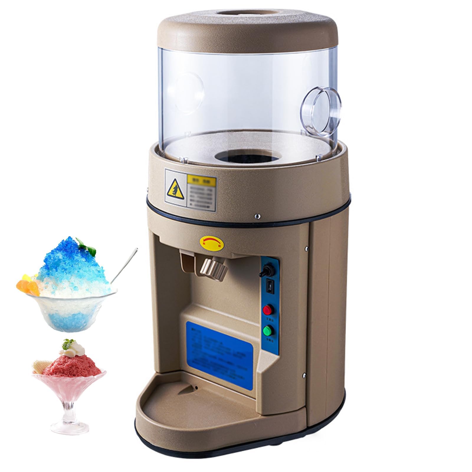 Máquina eléctrica para Hacer Hielo raspado, 440 W de Potencia, 480 kg/h, para Hacer Conos de Nieve, Textura Ajustable, Capacidad de 6 kg para Bares, Tiendas de té con Leche y Fiestas.