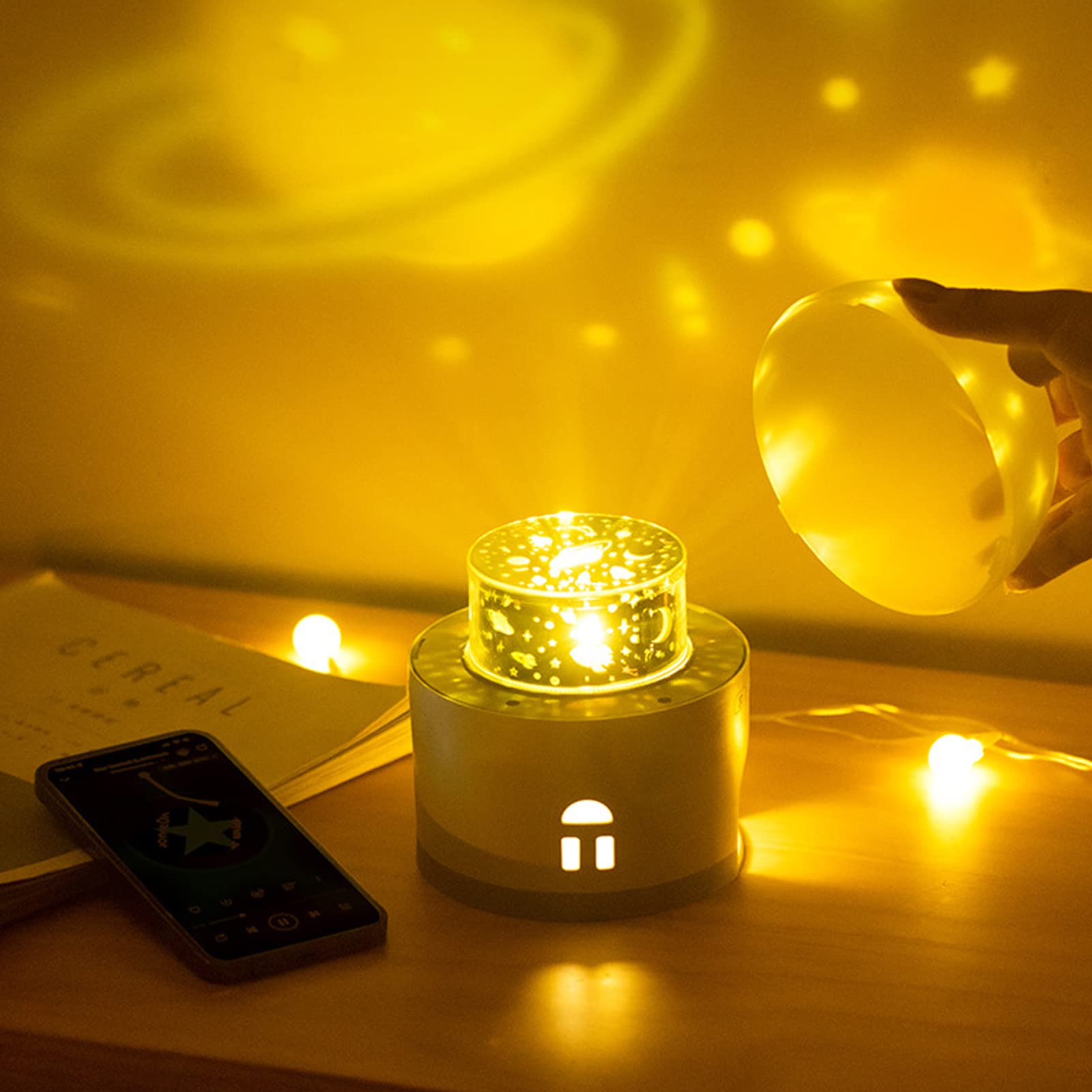 Tyenaza Luz De Noche De Estrellas para Niños, Lámpara De Proyección De Estrellas, Luz De Noche Innovadora Junto A La Cama, Dormitorio para Niños, Lámpara De Ambiente Romántica (Blanco)