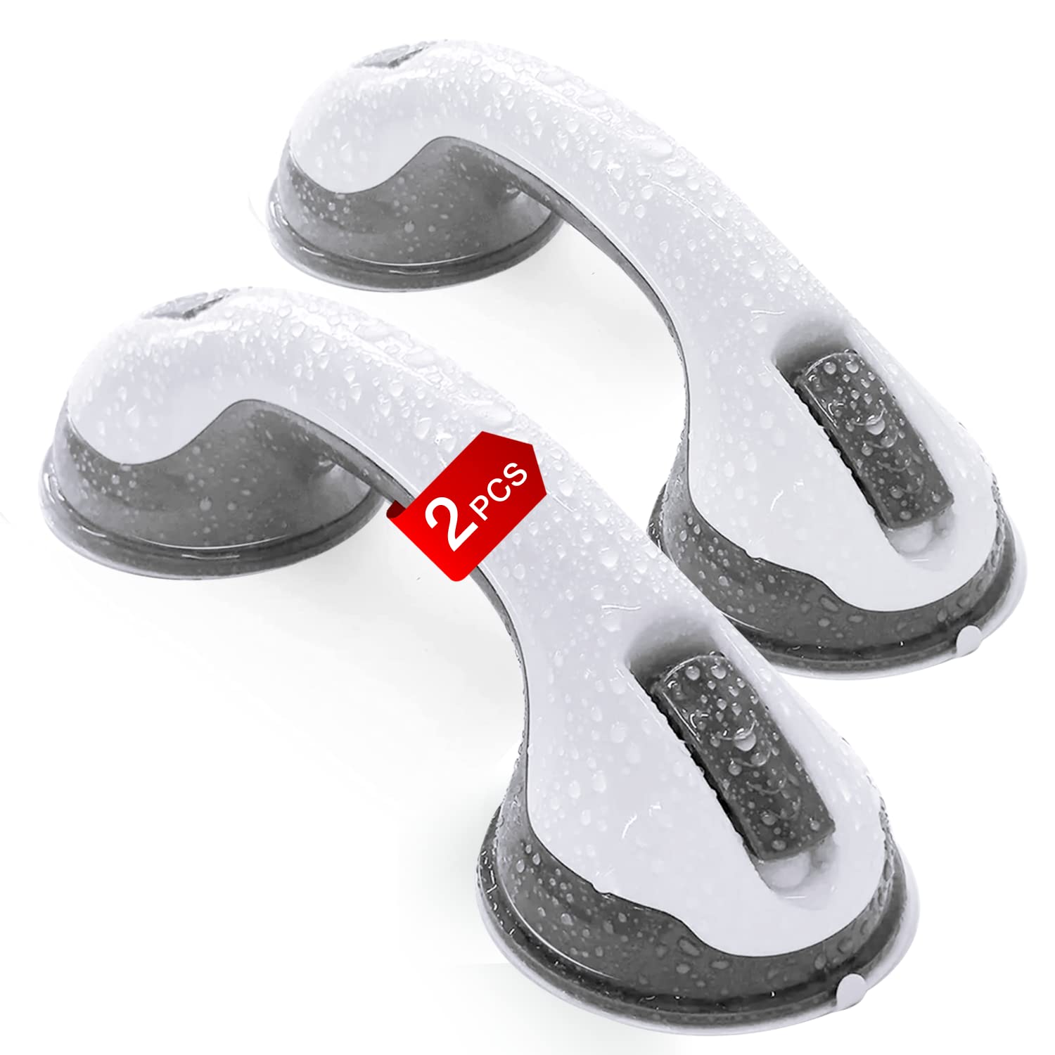 Grab Bars for Bathtubs and Showers for Elderly Suction, Shower Handle and Grab Bars for Handicap Elderly Seniors Bathroom Safety Grab Bar, Bathroom Accessories for Shower Chair, 2 Pack (Light Grey)