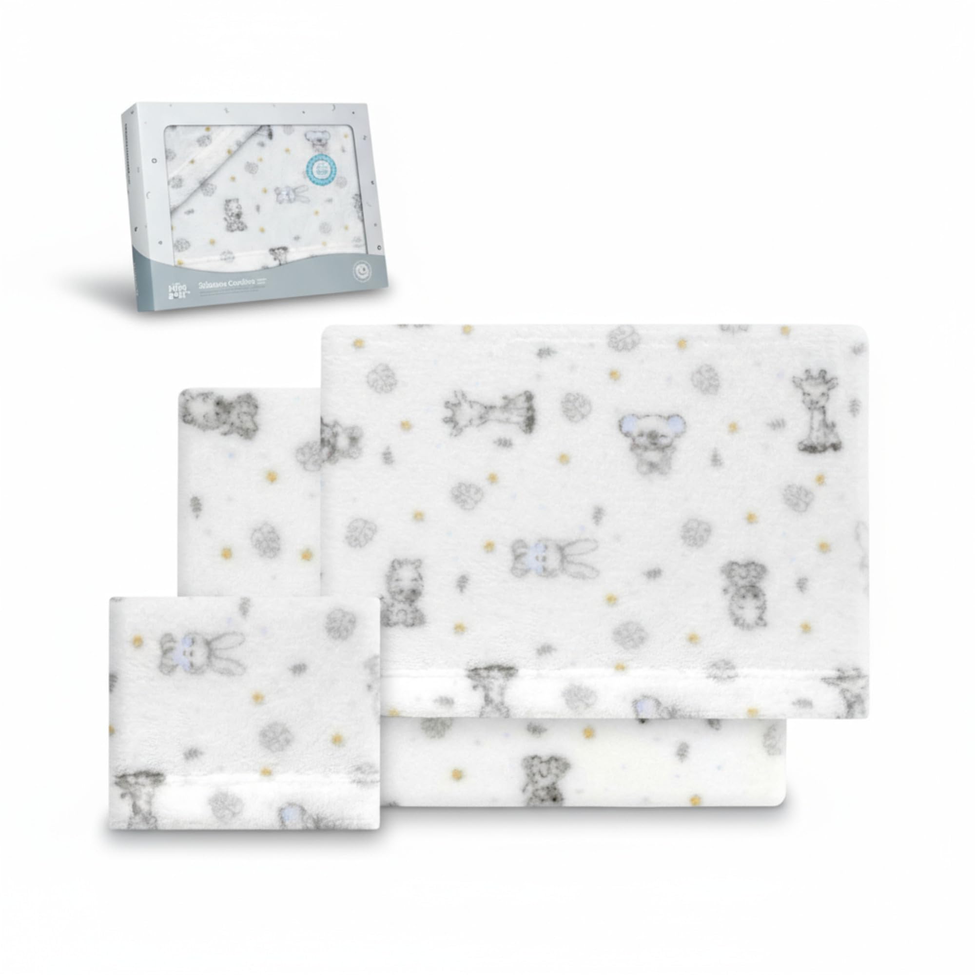 variouss Interbaby - Juego de Sabana Coralina, Tríptico Coralina para Bebé (Azul Animalito, Minicuna 50x80 cm)