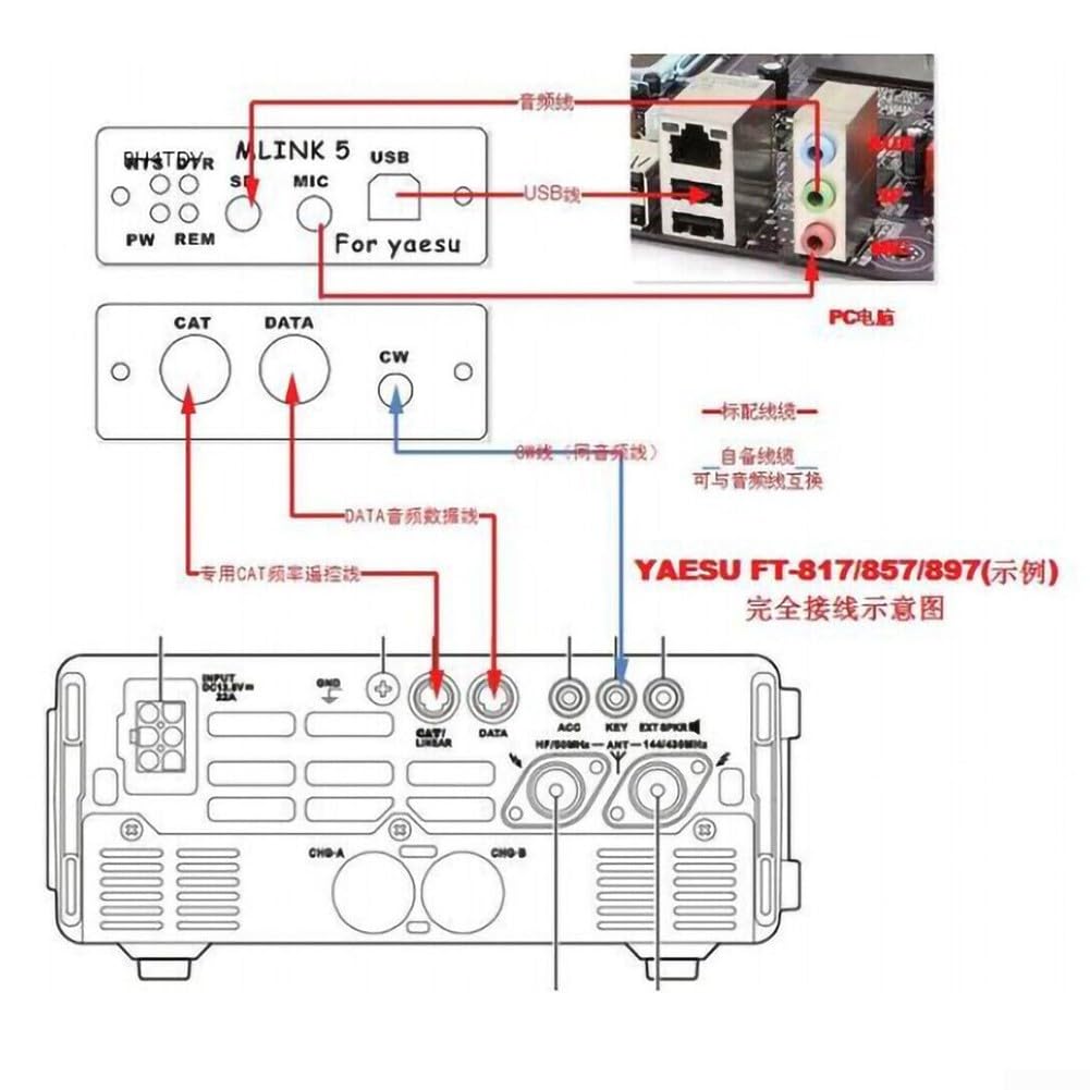 U5 Link Adaptateur de connexion radio compatible avec YAESU FT-817ND FT-857D FT-897D PC66