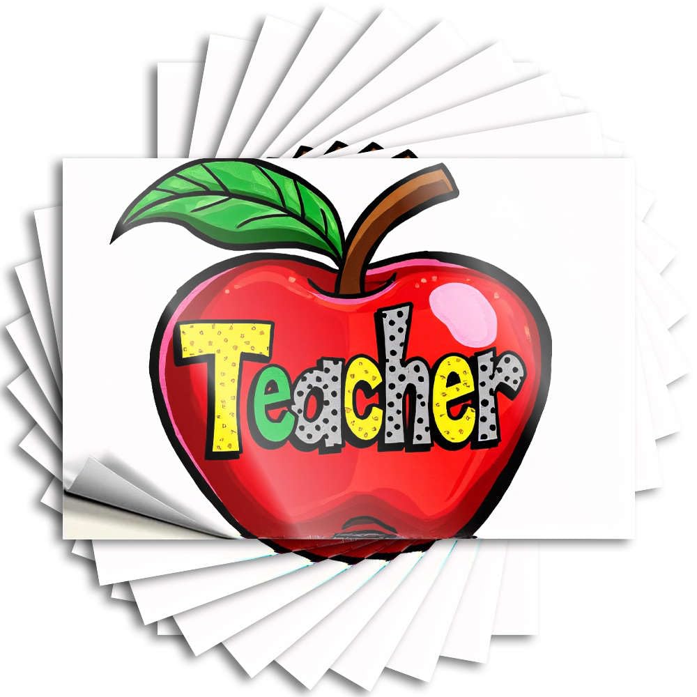 Decorations for Room Encouragement Decals - A Red Apple with The Word Teacher Written On It. Removable Decal Window Easy Peel for Inside(12X18CM)