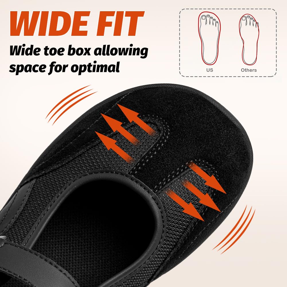 HOBIBEAR Zapatos planos Mary Jane para mujer, zapatos planos con puntera ancha, cómodos para caminar