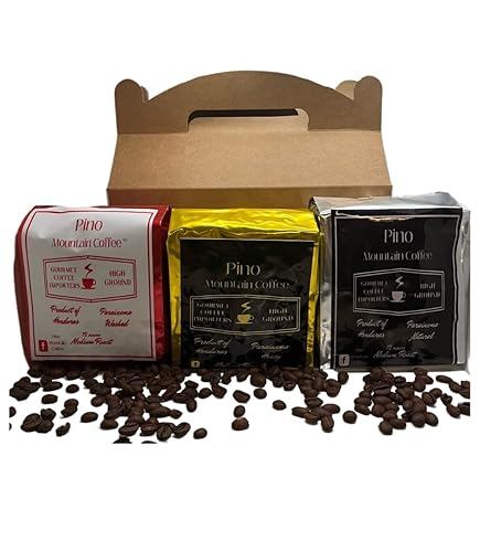 Pino Mountain Coffee Paquete variado de granos de café tostado medio, 36 onzas, 3 bolsas, origen único Honduras, variedad de pacamara, grano entero,