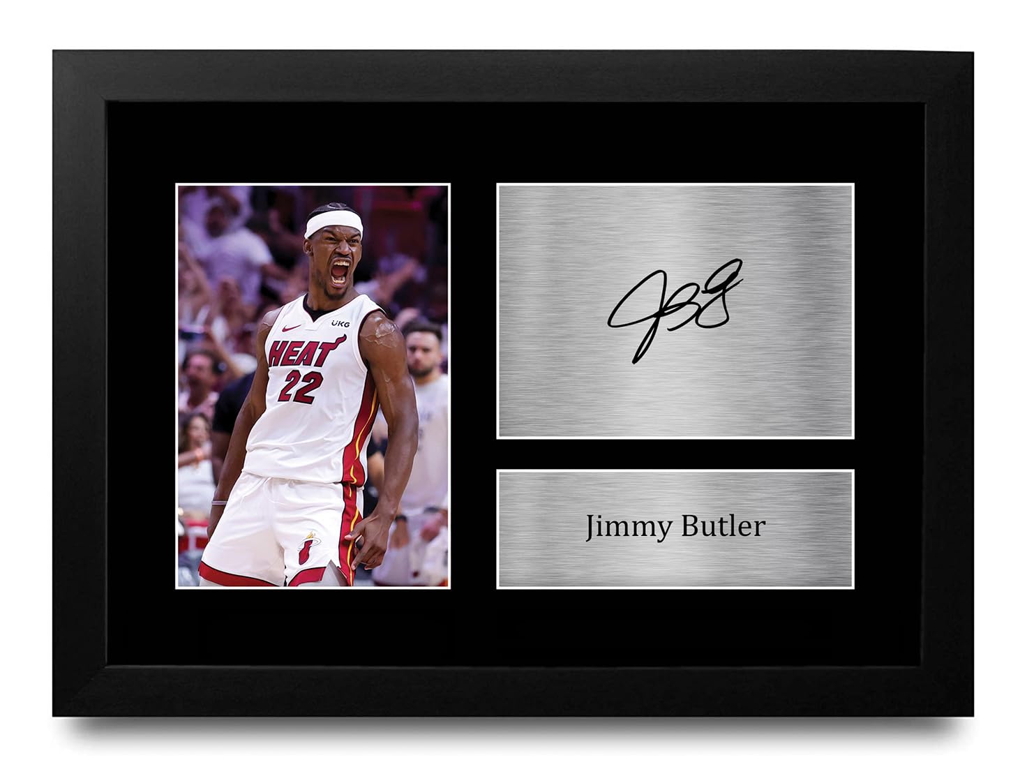 HWC Trading Jimmy Butler Miami Heat Gifts Printed Signed Autograph Picture for Basketball Memorabilia Fans - A4 Framed