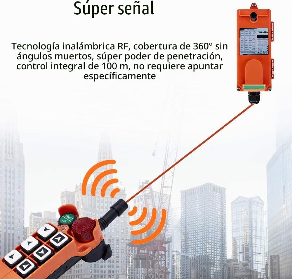 MXBAOHENG Mando para Grua F21-E1 24V Mando para Polipasto Telemando sin Hilos Radiocomando para grúa para Industrial/paranco/grúa con 1 transmisor y 1 Receptor Soporte 12-36V