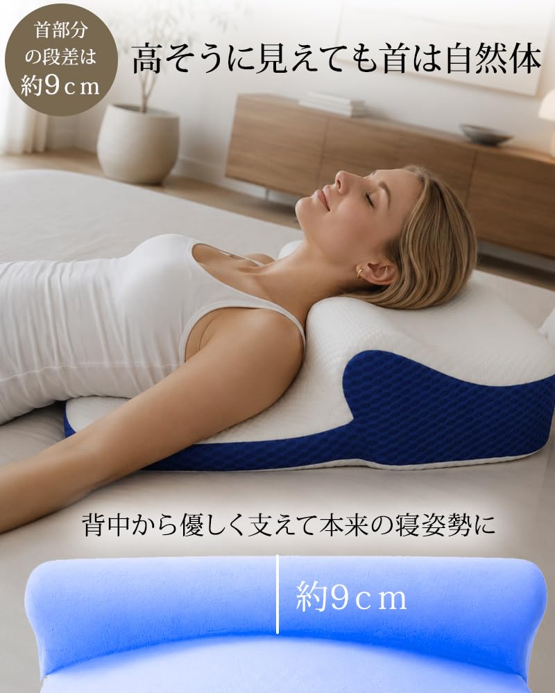 Amazon｜背中まで支える枕 ブルーブラッド【ミトラ】マットレスピロー