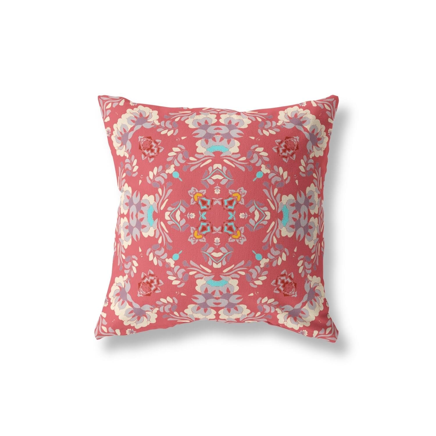 Amrita Sen Designs Earth and Heaven Broadcloth Indoor Outdoor Pillow, Zippered, RedOffWhite