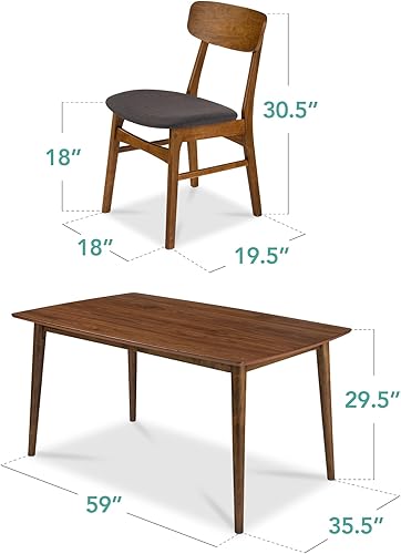 Miniatura 8 de Best Choice Products Juego de mesa de comedor de madera de 7 piezas, moderno de mediados de siglo, mesa de cocina con 6 sillas, cojines tapizados,
