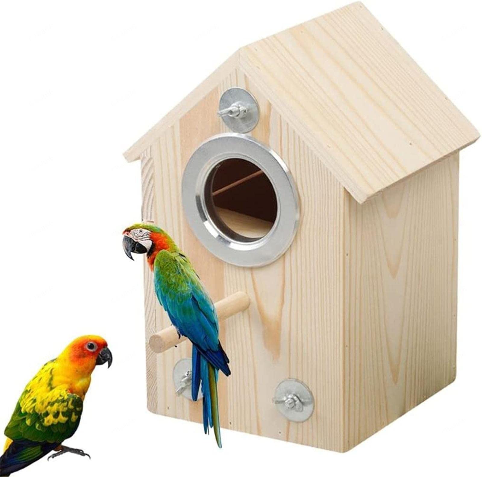 Nido de Madera pájaros, Caja de cría para periquitos, casa para pájaros con Montaje de Apertura Lateral, incubadora para Exteriores, cabaña Tipo Nido, Juguetes para Loros y