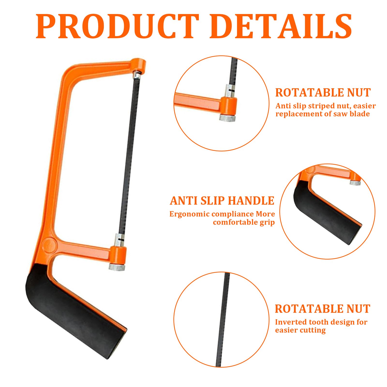 Hacksaw, Hacksaw for Metal Cutting Adjustable Angle Saw, Heavy Duty Hack Saw, with 10 Replaceable Blades - Image 3