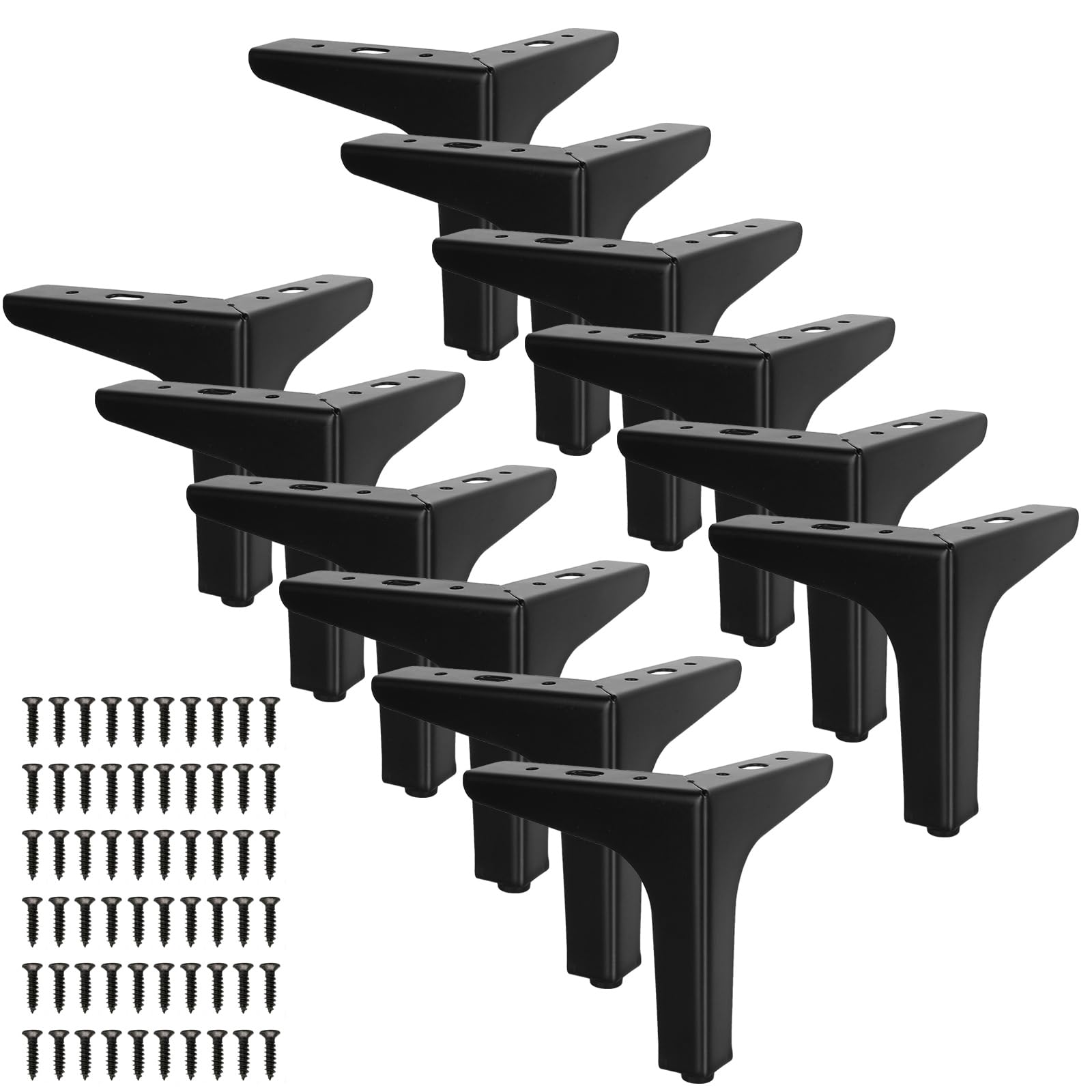 Pied de meuble noir mat 13 cm en métal robuste pour buffet et lit moderne