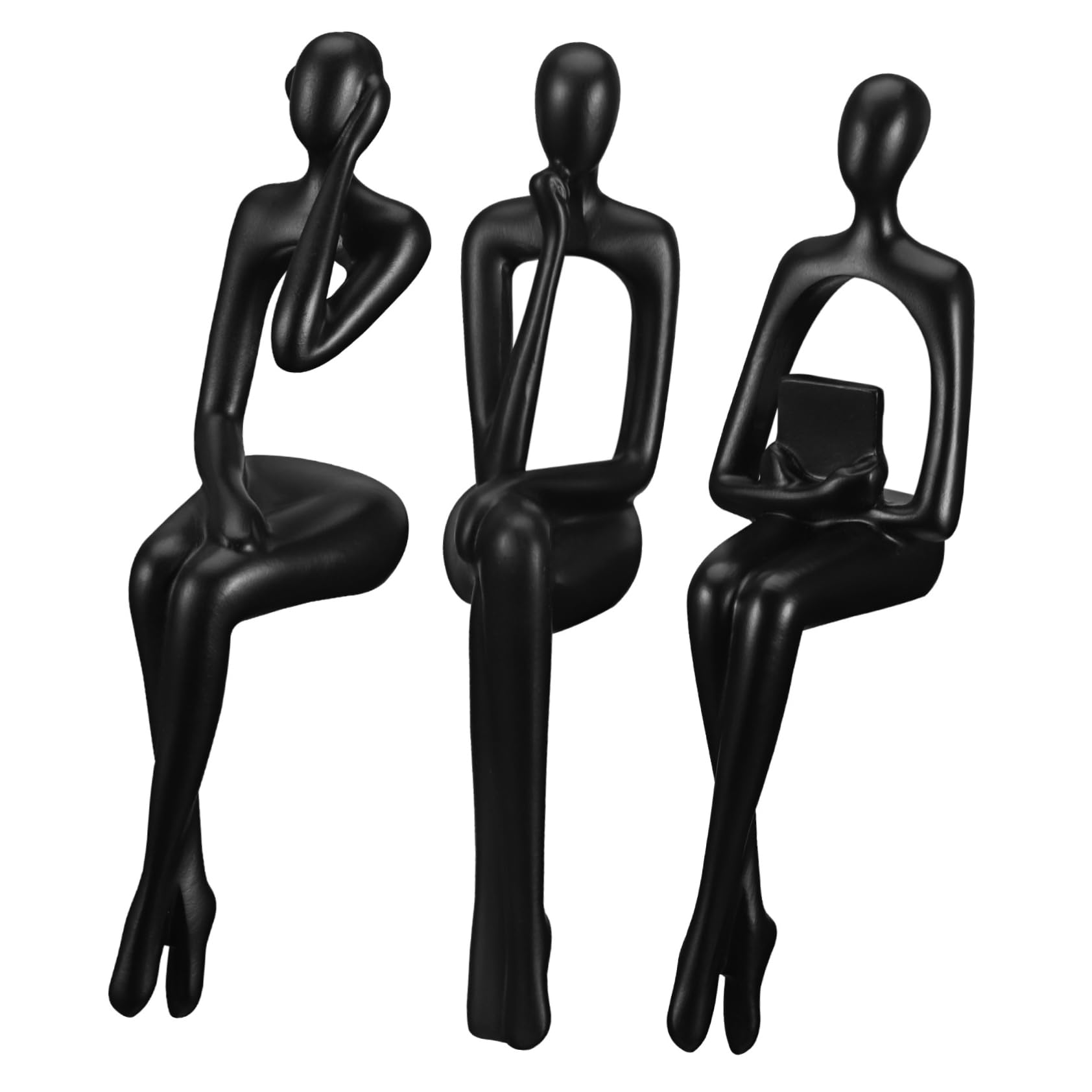 Vaguelly Estatua Abstracta de Resina Negra, Adorno Moderno para Sala
