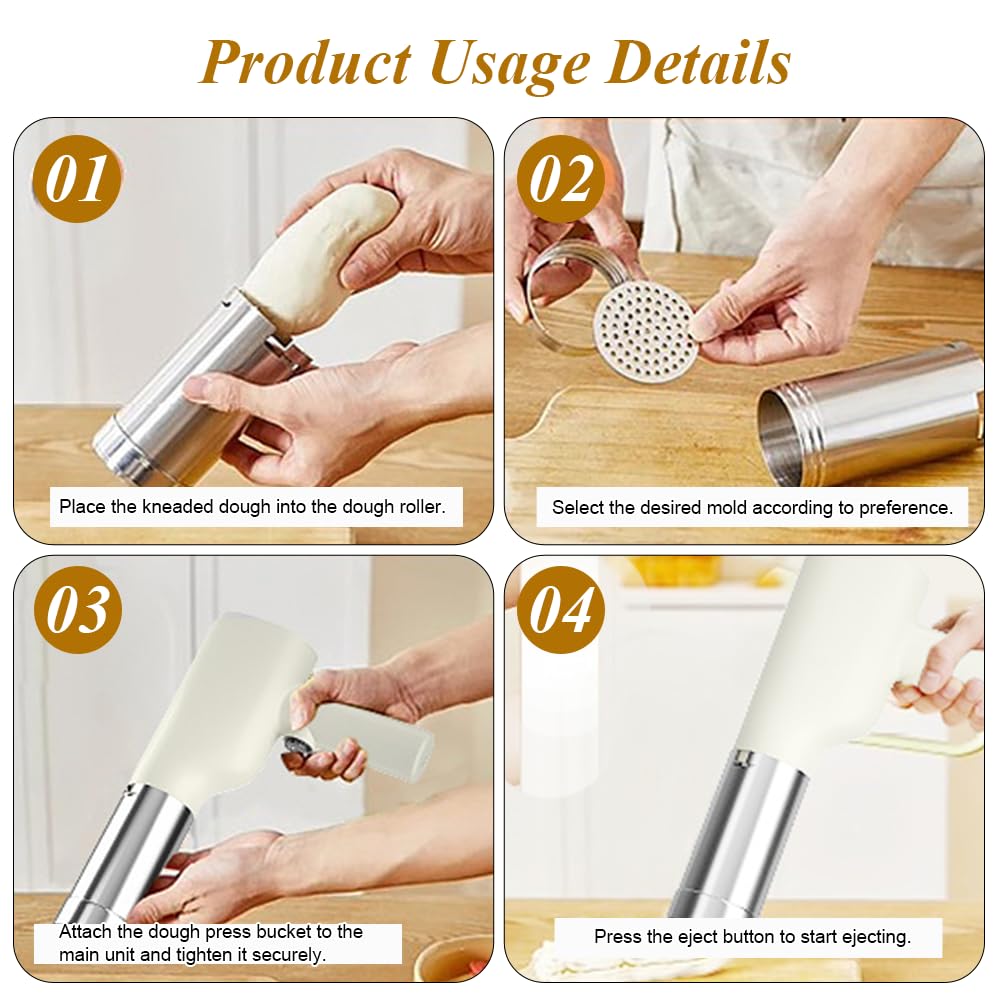 Elektrische Nudelmaschine Handheld Kabellos 40W mit 5 Pressformen Aufladbar Pasta Maker für Spaghetti Fettuccine