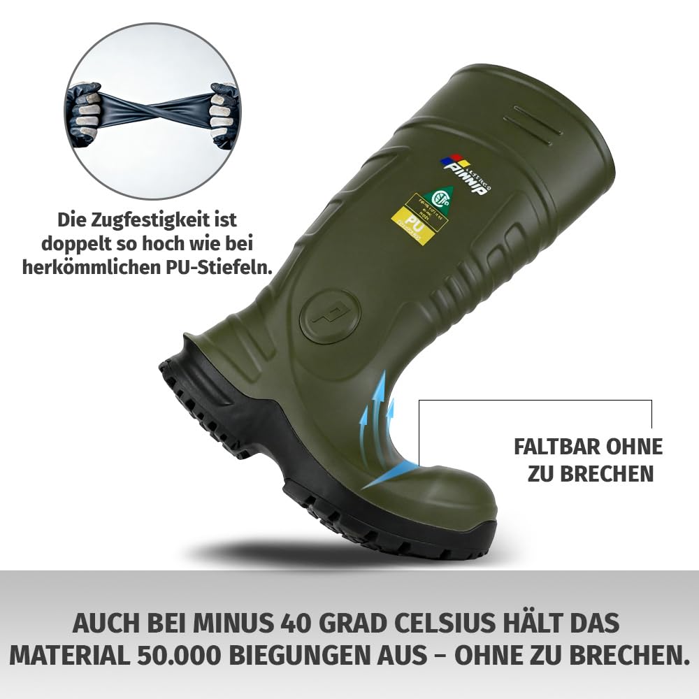 S5 Męskie buty ochronne – gumowe buty poliuretanowe ze stalowym noskiem i ochroną przed przebiciem, odporne na kwasy i oleje, wodoodporne, antypoślizgowe, do budownictwa i rolnictwa, CE
