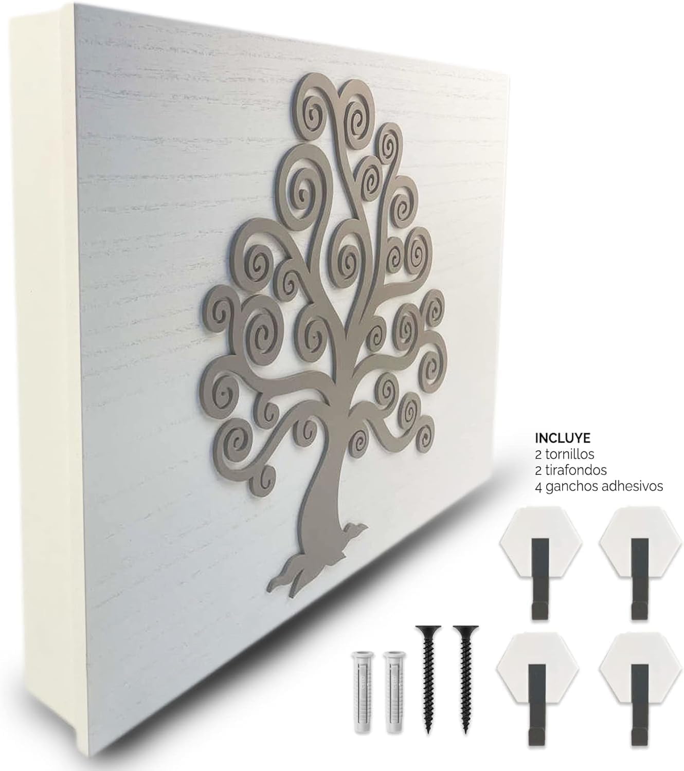 Tapa Cuadro Electrico de Madera / Cubre Contador de Luz de Pared / Tapa Registro Electrico de Diseño Arbol De La Vida con Colgador de Llaves