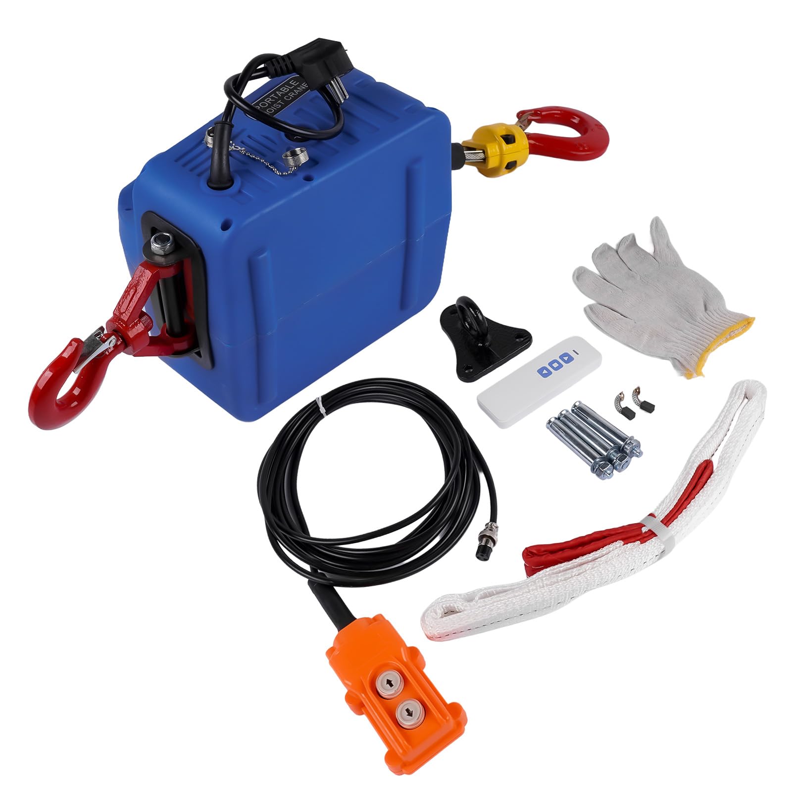3 in 1 Paranco elettrico 500 kg 1500W Argano Elettrico Portatile con finecorsa a infrarossi migliorato per Garage Magazzini Costruzione Domestica, Blu