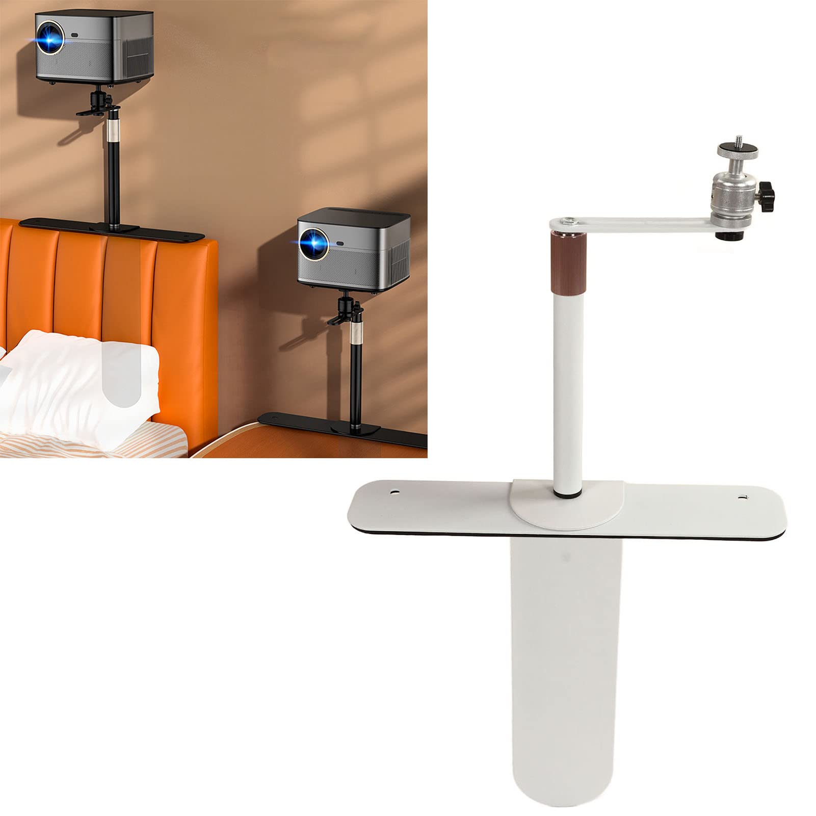 Support de Projecteur 24-40CM, Angle Réglable, Montage Filetage 1/4in pour Canapé et Chevet (Blanc)