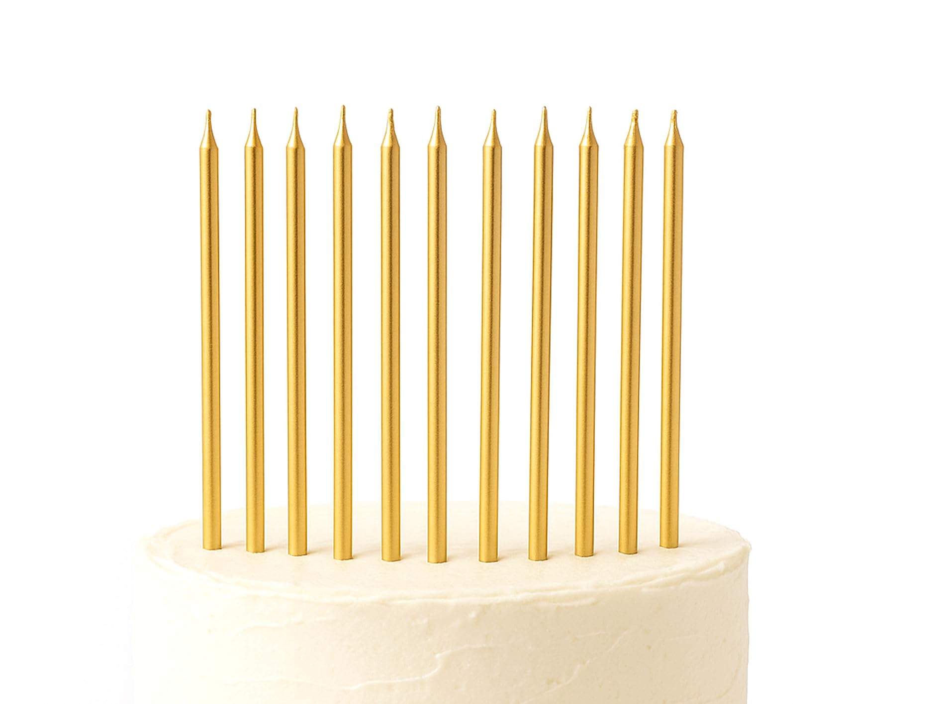 Storm&Lighthouse Gold 12 Tall Party Candles With Candle Holders For Birthday Cakes Celebration Candles