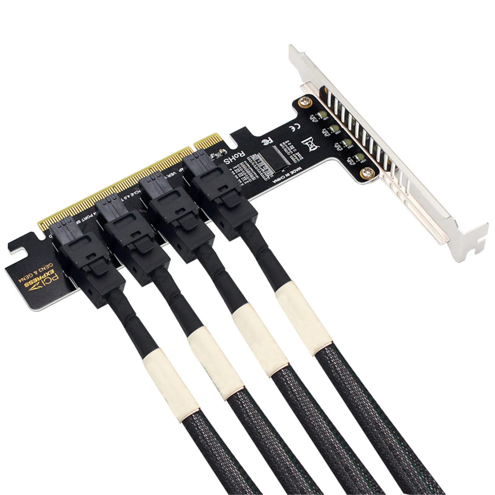 WANGCL Karta przejściowa PCIe 4.0 na U.2 High Speed PCIe X16 do 4-portowego konwertera NVME SFF8643 SFF8639