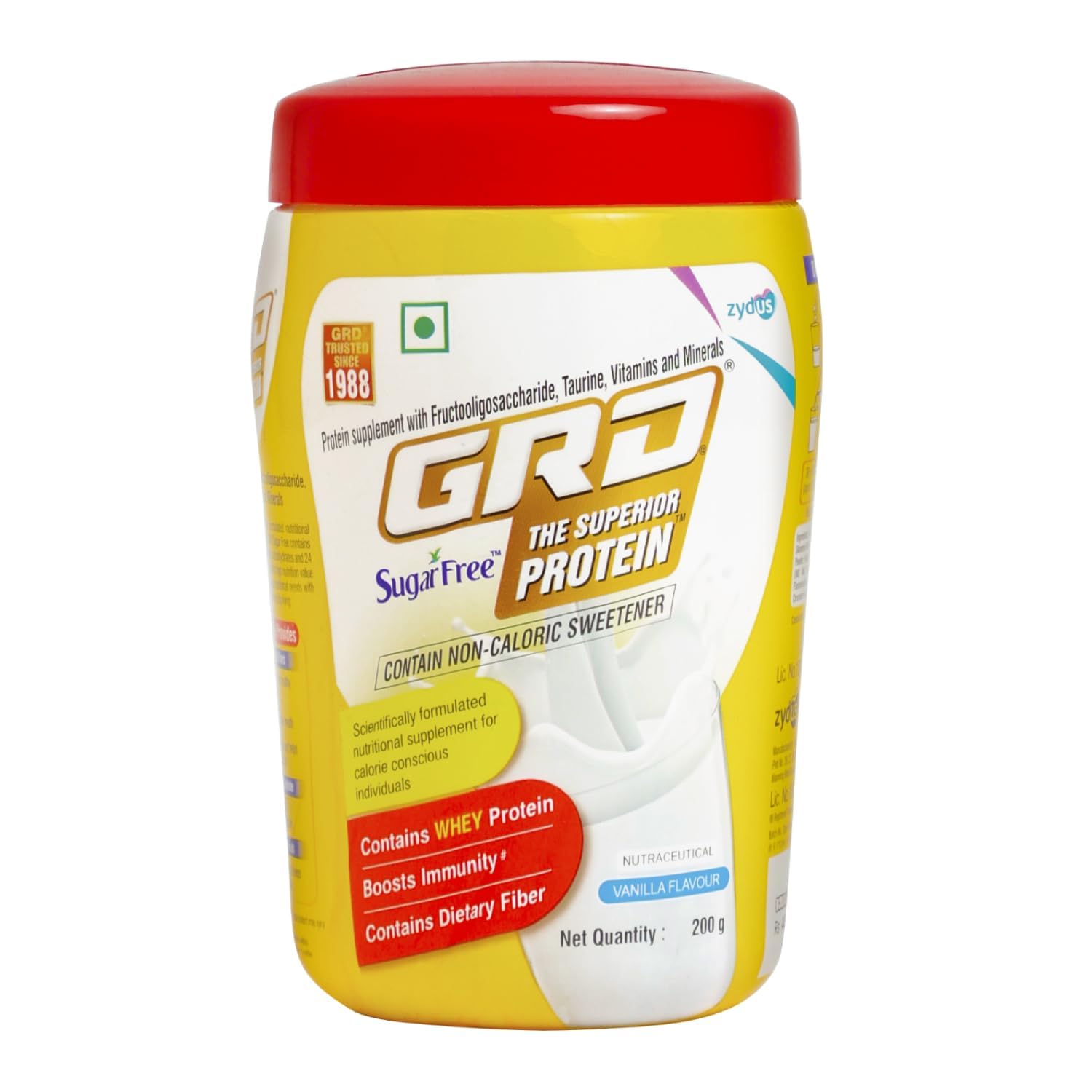 GRD Sugarfree Complete Nutritional Supplement for Adults - No Added Sugar, 26 Essential Nutrients & High Fiber For Healthy Living (200g) - Vanilla-image-7