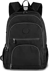 Mochila Grande 30L Nylon Impermeável Feminina Masculina Escolar Juvenil Notebook 15" — Mochila Preta Resistente com Múltiplos Bolsos, Leve, Casual e Reforçada para Escola e Viagens