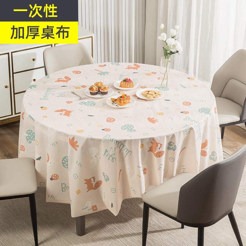 KIZAMI 2-12 Piezas Manteles Desechables Impermeables con Patrón Impreso, Cubiertas De Mesa Redondas De Plástico De 180x180 CM para Fiestas De Cumpleaños, Bodas Y Eventos