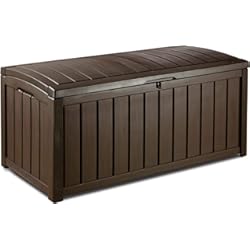 Paneles Exteriores Para Casas Keter Glenwood - Arcón Exterior, Baúl almacenaje, Capacidad 390L, Resina, Color Marrón, Ordenación jardín y terraza, 65 x 128 x 61 cm
