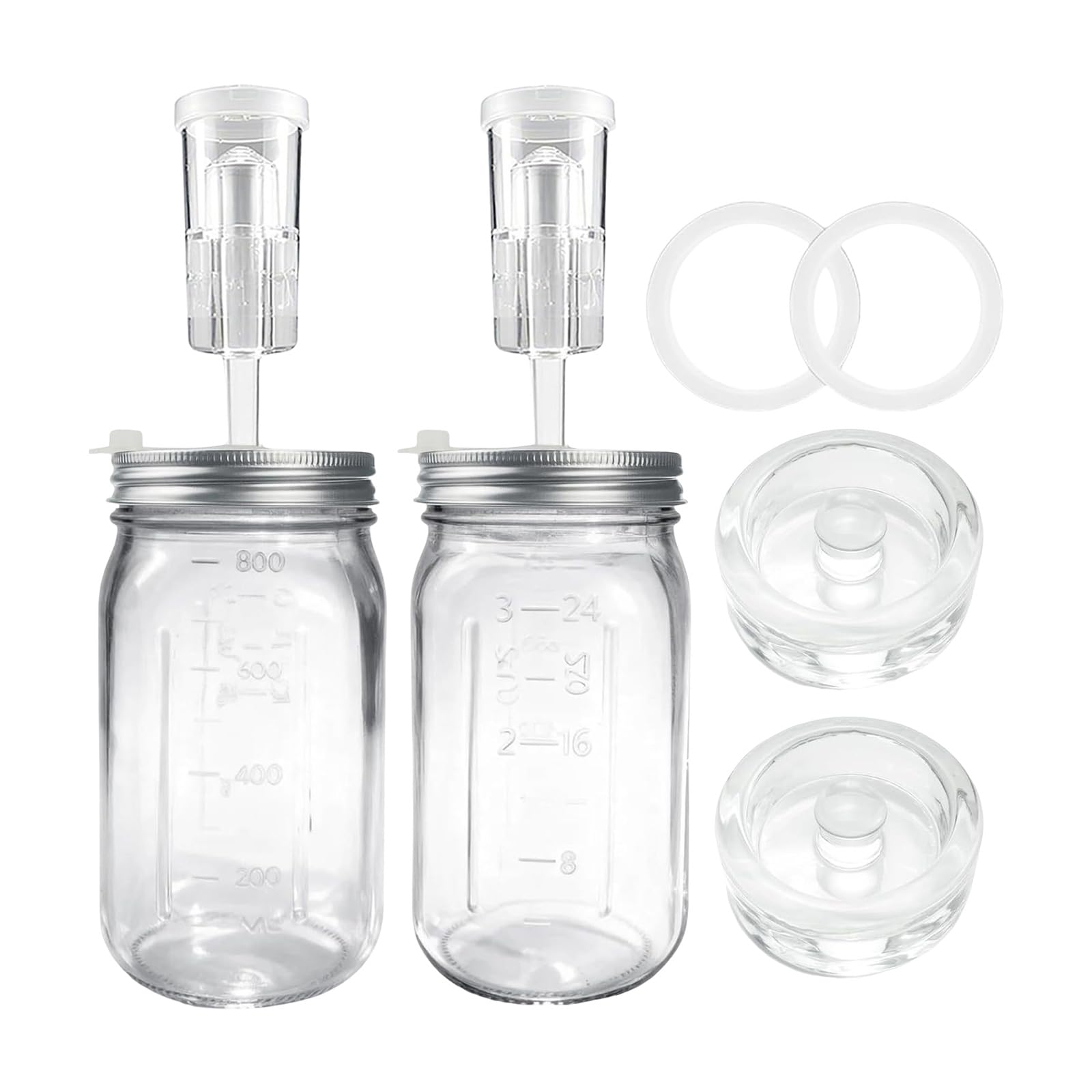 Qusinfc Home Culturing Starter Pack Includes Glass Vessel Metal Lid and Flexible Insert Homemade Sauerkraut Maker
