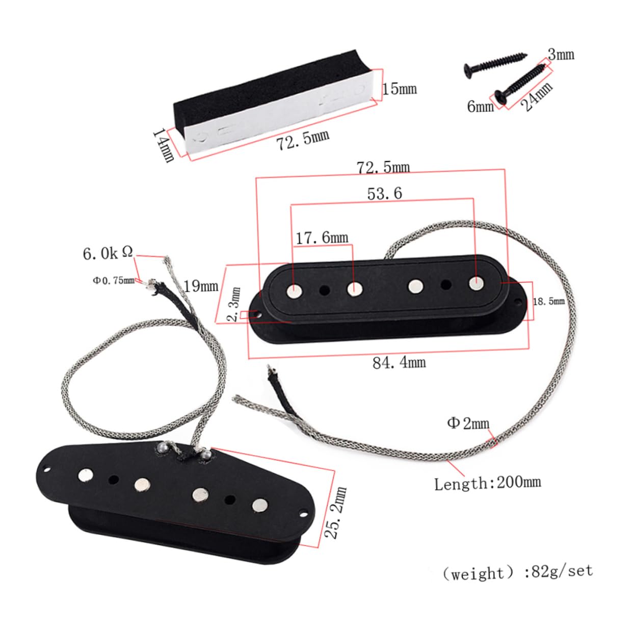 ifundom Diy Guitar Parts Replacement Single Coil Pickup for 4-string Bass Guitar Gmb23