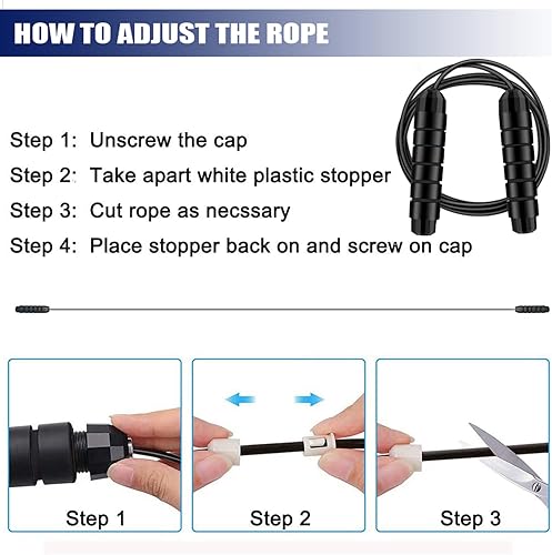 Miniatura 4 de Redify Cuerda de saltar, cuerdas de saltar para fitness, para mujeres, hombres y niños, cuerda de salto de velocidad para entrenamiento con