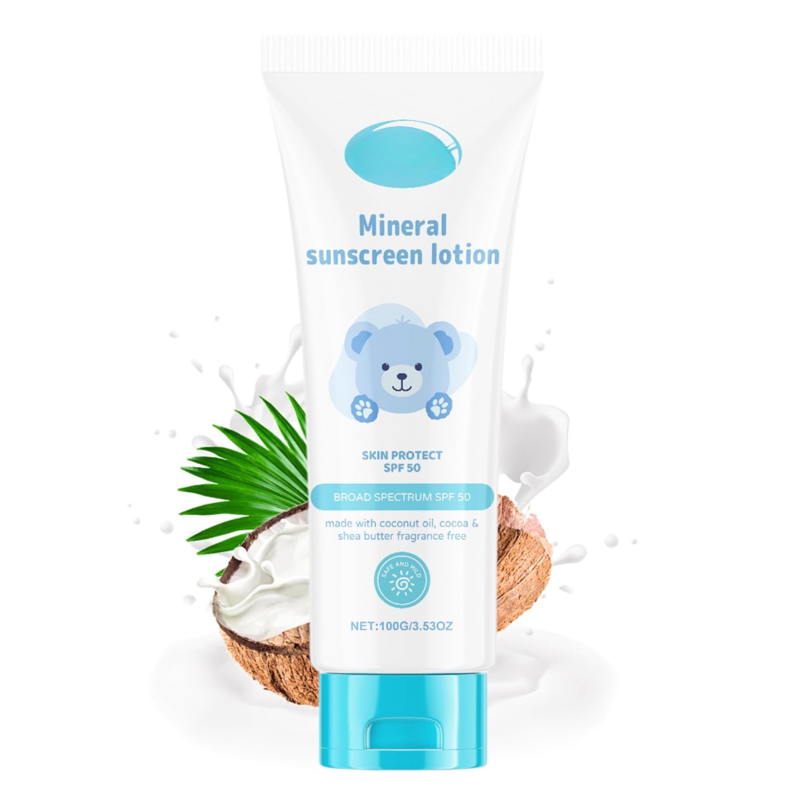 SPF 50 Kids Sun Cream - Waterproof & Fragrance-Free Baby Sunscreen, 100 g (Pack of 1)