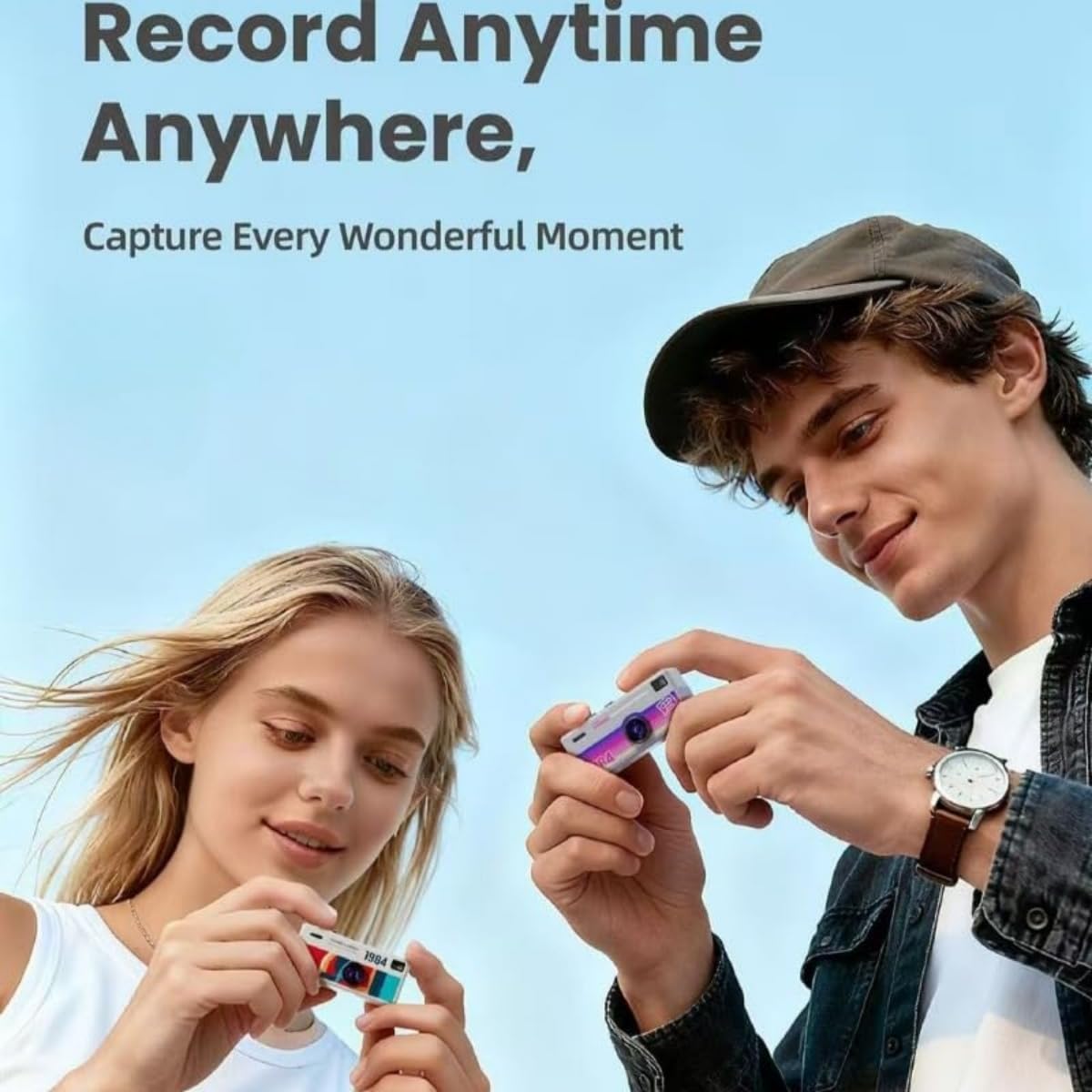 Mini Camera Keychain, Retro Portable Thumb Camera, Mini Digital Camera, 1080P 130° Wide Angle Pocket Video Camcorder, for Travel Vlog Recording (White) - 5