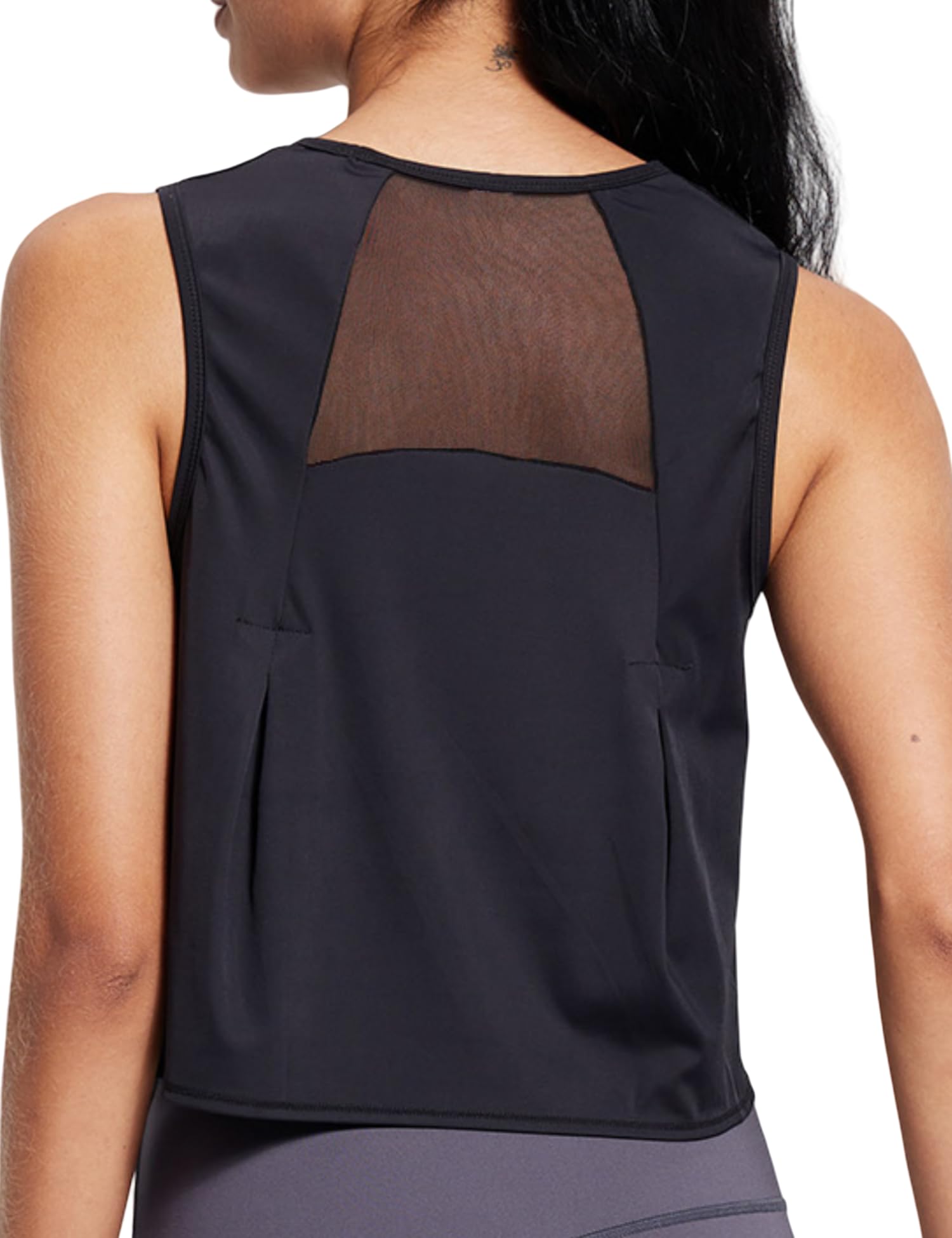 Crop Workout Tops for Women Tank Athletic Running Shirts Mesh Yoga Tops Gym Sleeveless Clothes