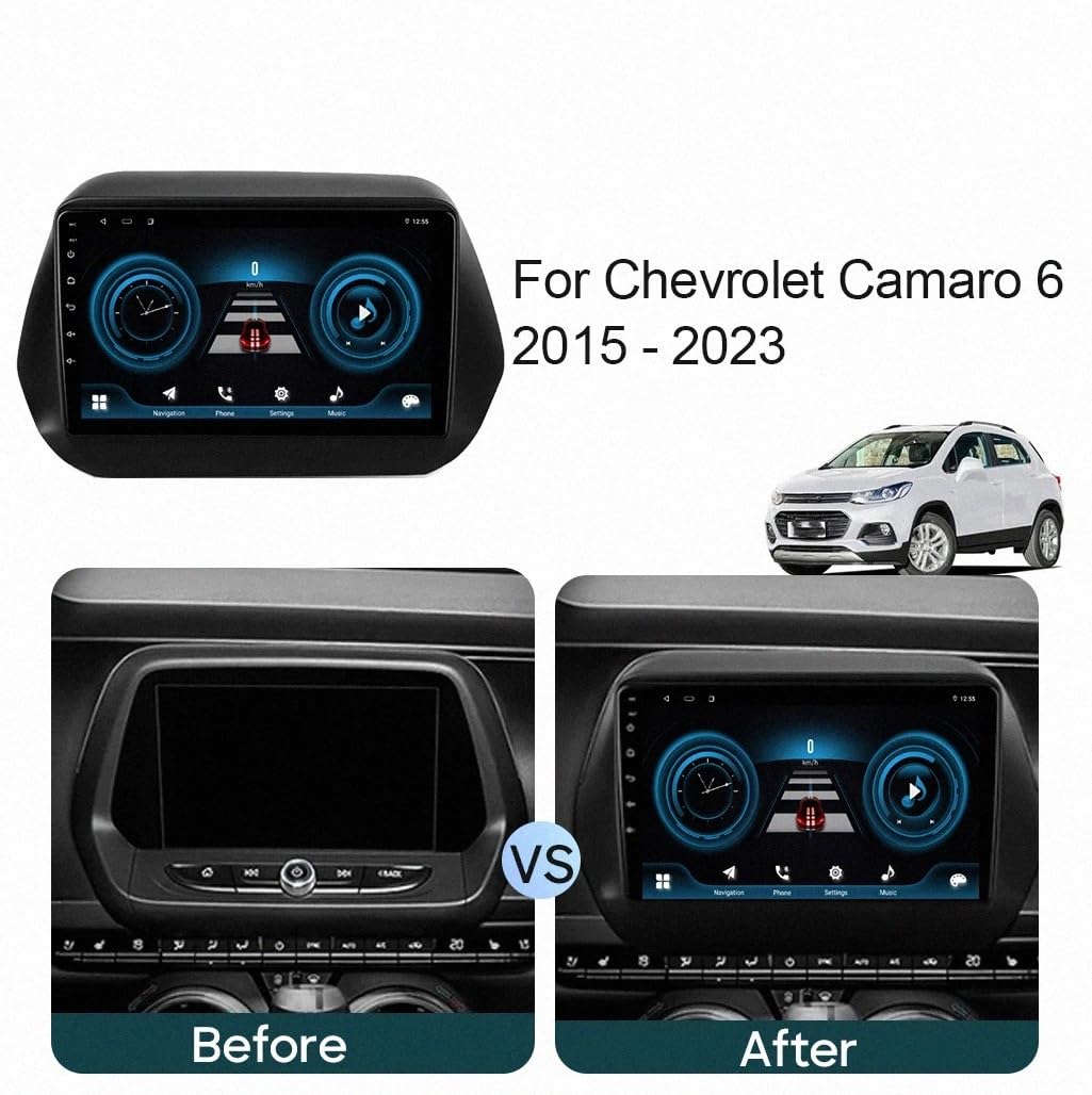 Autoradio Gps Navigation 2 Din per Chevrolet Camaro 6 2015-2023 Wireless Carplay Android Auto Stereo Auto Bluetooth Ips con Pantalla Táctil con Gps, 8 Nucleo 6G+128G