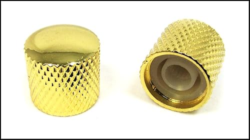 Paquete de 2 pomos de potenciómetro de volumentono dorado brillante con cúpula moleteada