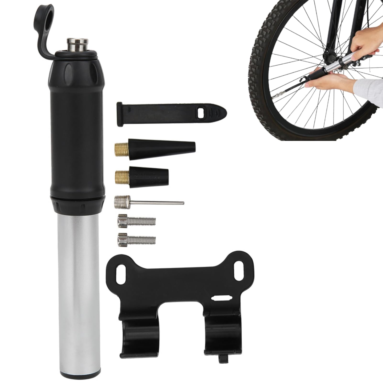 Bike Pump, Mini Portable Bike Hand Pump Aluminum Alloy Tire Air Inflator Pump for Bike Tires, Basketball, Swimming Rings