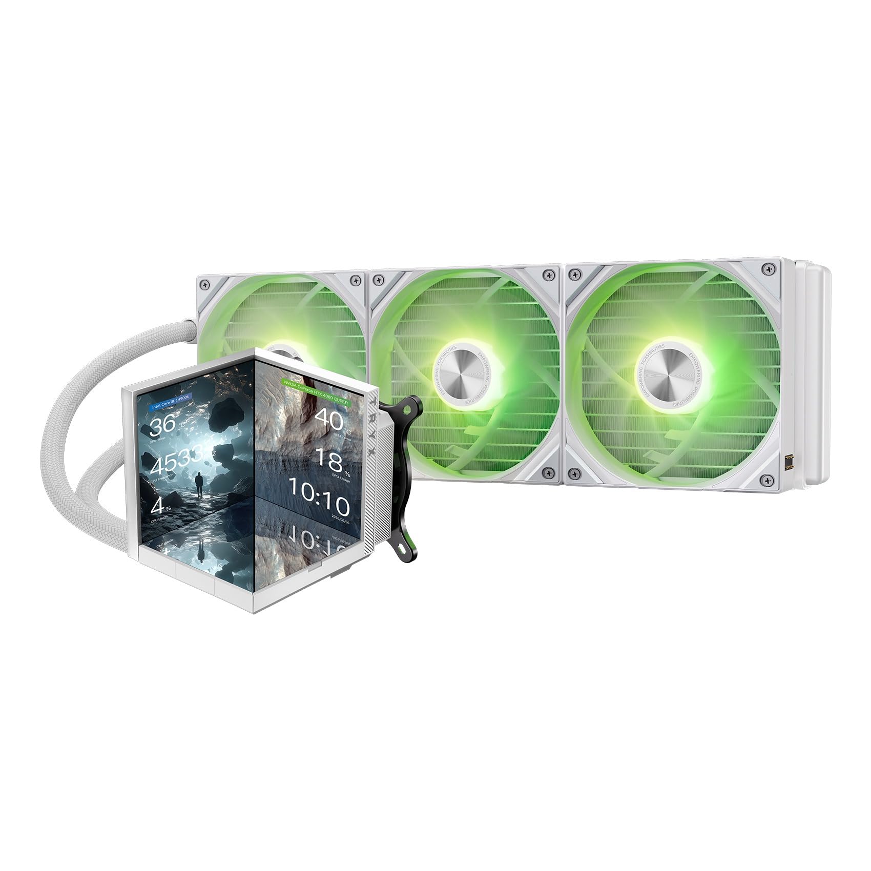 TRYX Stage 360 ARGB 360mm AIO White 4.0'' IPS Dual-Screen