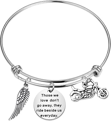 POTIY Motorcycle Memorial Gift Sympathy Jewelry Those We Love Dont Go Away Bracelet in Memory of Brother Dad Husband Gift
