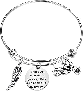 Motorcycle Memorial Gift Sympathy Jewelry Those We Love Don't Go Away Bracelet in Memory of Brother Dad Husband Gift