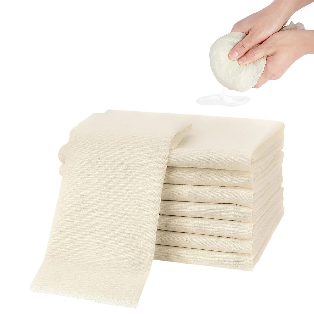 homeemoh Grade 90 Cotton Reusable Cheesecloth 12pcs 20x20 Inch Unbleached Cotton Muslin Cloth Fine Mesh Fabric for Straining, Cooking, Steaming